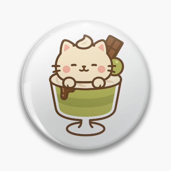 Item preview, Matcha Parfait Cat – Kawaii Dessert Cat in Glass Cup designed and sold by Tripconic.
