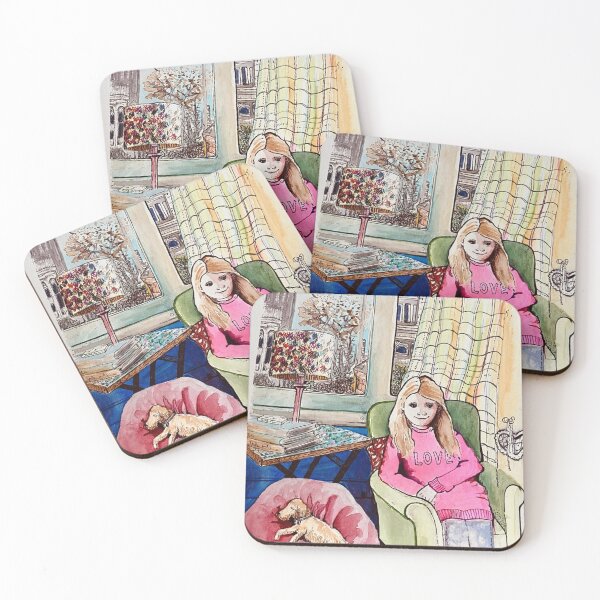 Item preview, Girl and dog on beanbag designed and sold by Splash Rabbit .