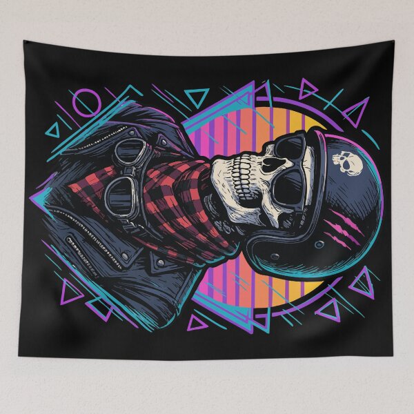 Item preview, Skeleton Biker Skull Helmet Retro designed and sold by TomFrontierArt.