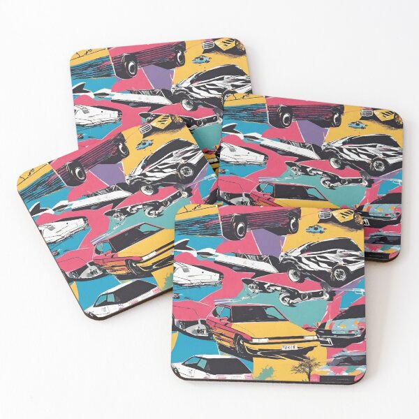 Item preview, Retro Futuristic Cars – Bold Abstract Vehicle Collage in Neon Pop Art Style designed and sold by echowood26.