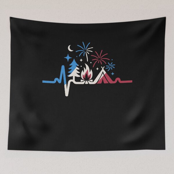Item preview, Retro Camping Heartbeat 4th Of July Camper Men Boys designed and sold by clothesy7.