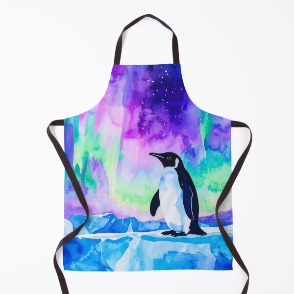 Item preview, Penguin and Cosmic Aurora – Watercolor Dreamscape designed and sold by Dino-Lune.