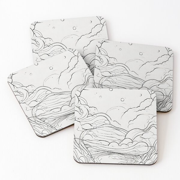 Item preview, Cream and Black Abstract Cloud Art – Minimalist Wispy Ink Print designed and sold by echowood26.