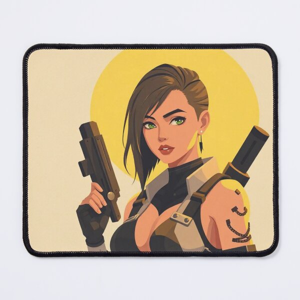 Item preview, A cool scifi warrior woman in full metal armor carrying a fantasy assault rifle designed and sold by Vintage Designs +.