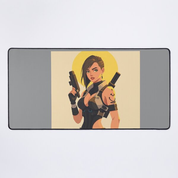 Item preview, A cool scifi warrior woman in full metal armor carrying a fantasy assault rifle designed and sold by Vintage Designs +.