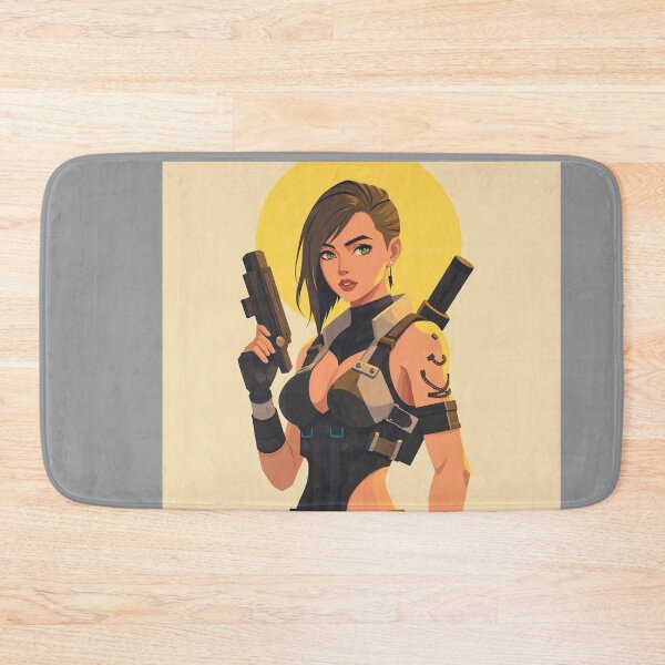 Item preview,  A cool scifi warrior woman in full metal armor carrying a fantasy assault rifle designed and sold by Vintage Designs +.