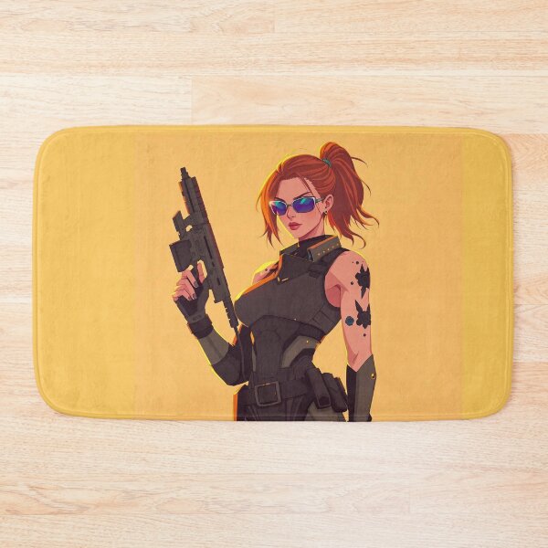 Item preview,  A cool scifi warrior woman in full metal armor carrying a fantasy assault rifle designed and sold by Vintage Designs +.