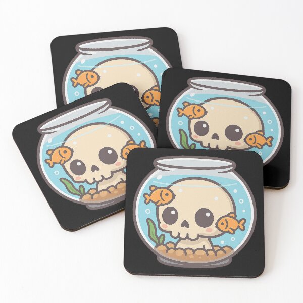 Item preview, Kawaii Skull in Fishbowl with Fish designed and sold by LaNadaYFundante.