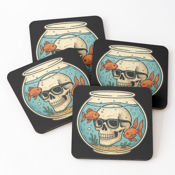 Item preview, Skull with Glasses in a Fishbowl with Fish designed and sold by LaNadaYFundante.