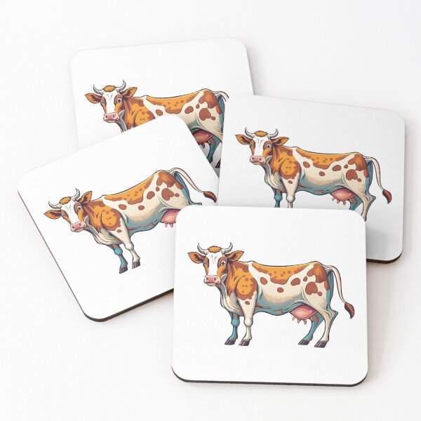 Item preview, Farm, cow with horns watching you curiously - cartoon illustration, cow portrait set, Farming cattle animal, sketch for milk diary and beef products designed and sold by Danler.
