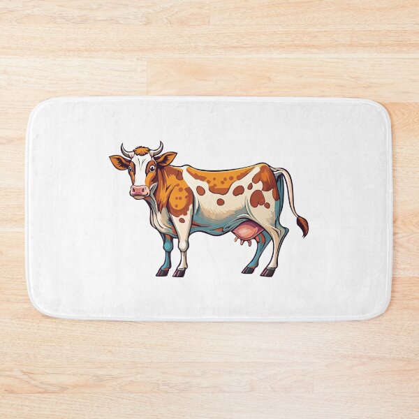 Item preview, Farm, cow with horns watching you curiously - cartoon illustration, cow portrait set, Farming cattle animal, sketch for milk diary and beef products designed and sold by Danler.