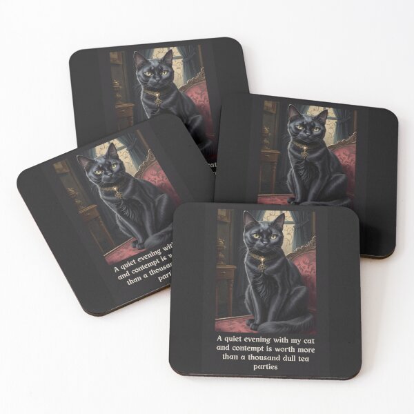 Item preview, Victorian Black Cat Design – “A Quiet Evening with My Cat and Contempt” Quote designed and sold by dreamparlor.