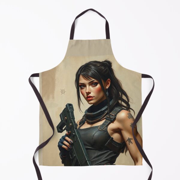 Item preview, A cool scifi warrior woman in full metal armor carrying a fantasy assault rifle designed and sold by Vintage Designs +.