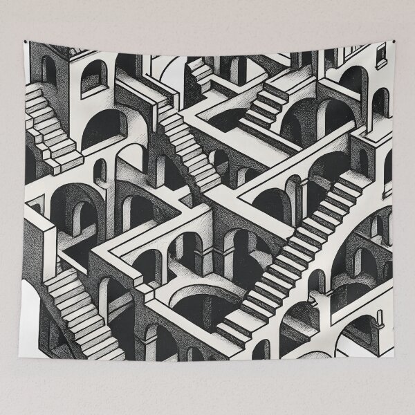 Item preview, Mind-Bending Impossible Architecture | Escher-Inspired Optical Illusion Art designed and sold by WAUZ.