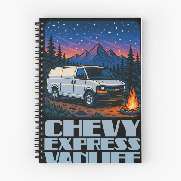 Item preview, White Chevy Express Van at Mountain Campfire – Vanlife Illustration designed and sold by VANLIFE..