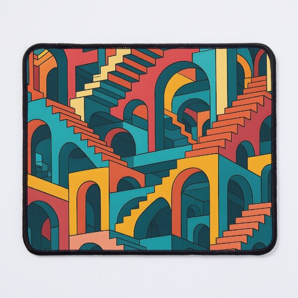 Item preview, Colorful Impossible Architecture | Escher-Inspired Optical Illusion Vector Art in 4K designed and sold by WAUZ.