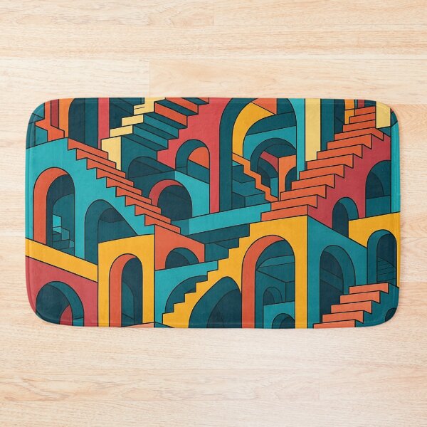 Item preview, Colorful Impossible Architecture | Escher-Inspired Optical Illusion Vector Art in 4K designed and sold by WAUZ.