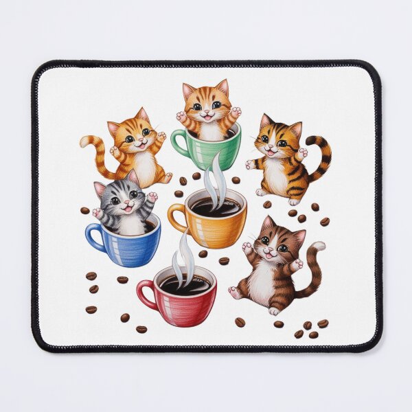Item preview, Many Happy Cats and Coffee Mugs - Colorful pattern  3 designed and sold by AlinaSCorner.