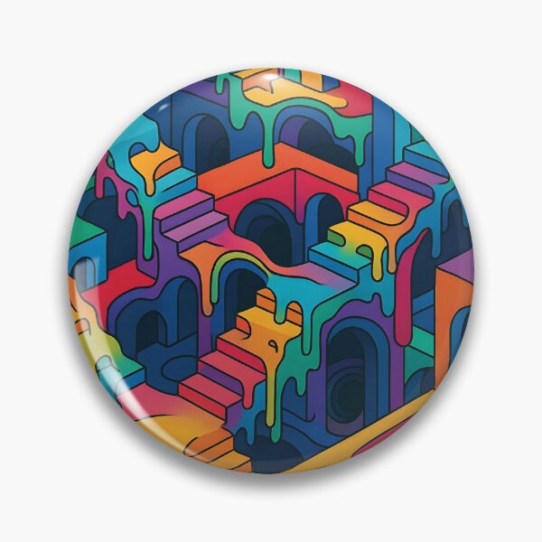 Item preview, Rainbow Melting Architecture | Trippy Escher-Style Staircase Optical Illusion in 4K Vector Art designed and sold by WAUZ.