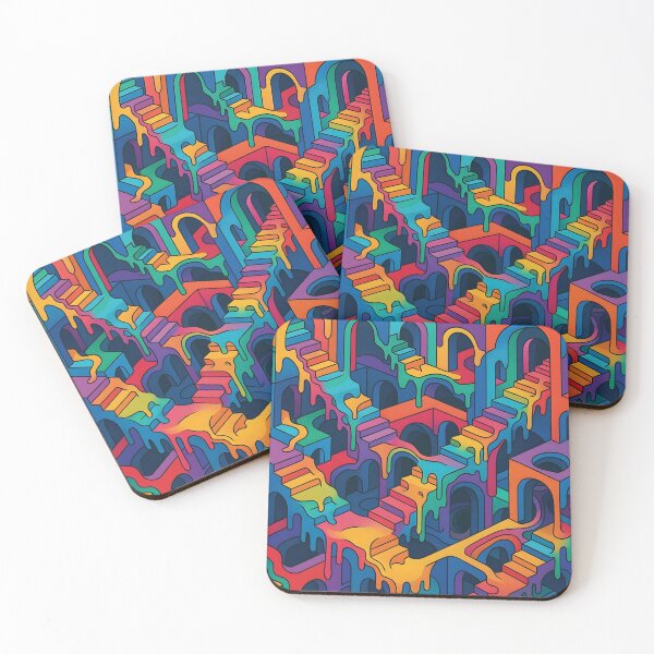 Item preview, Rainbow Melting Architecture | Trippy Escher-Style Staircase Optical Illusion in 4K Vector Art designed and sold by WAUZ.