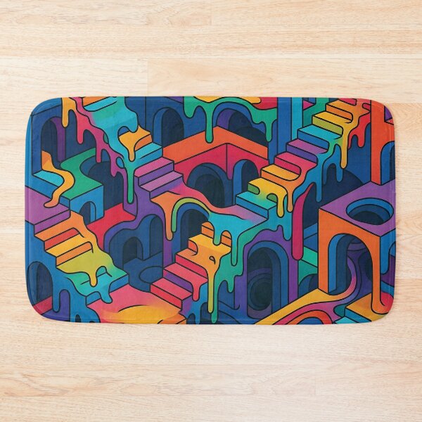 Item preview, Rainbow Melting Architecture | Trippy Escher-Style Staircase Optical Illusion in 4K Vector Art designed and sold by WAUZ.