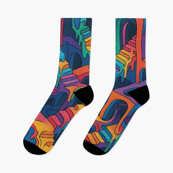 Item preview, Rainbow Melting Architecture | Trippy Escher-Style Staircase Optical Illusion in 4K Vector Art designed and sold by WAUZ.