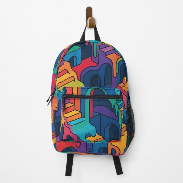 Item preview, Rainbow Melting Architecture | Trippy Escher-Style Staircase Optical Illusion in 4K Vector Art designed and sold by WAUZ.