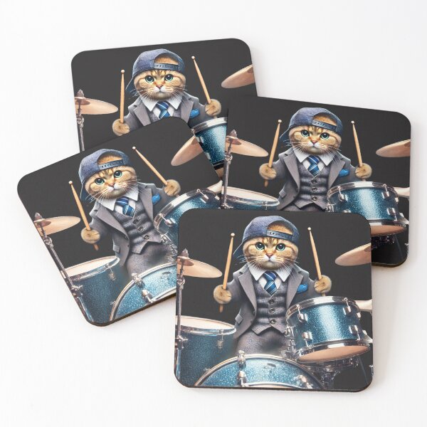 Item preview, Drumming Cat in Suit. designed and sold by GiftLore Studio.
