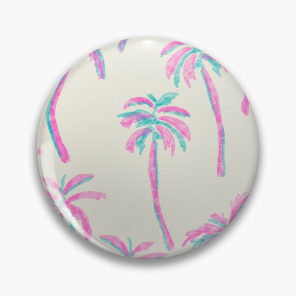 Artikelvorschau, Tropische Palmen im Retro Palm Springs Stil in Pink und Gelb entworfen und verkauft von aneladesigns.