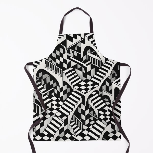 Item preview, Chess Pattern Impossible Architecture | Black & White Optical Illusion Art in Escher Style designed and sold by WAUZ.