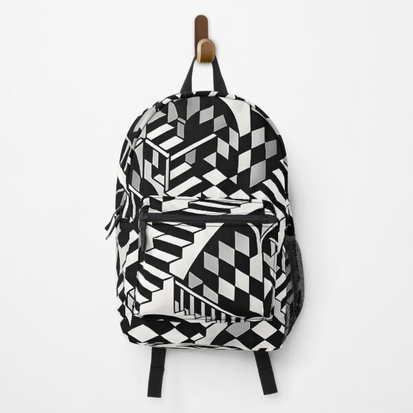 Item preview, Chess Pattern Impossible Architecture | Black & White Optical Illusion Art in Escher Style designed and sold by WAUZ.