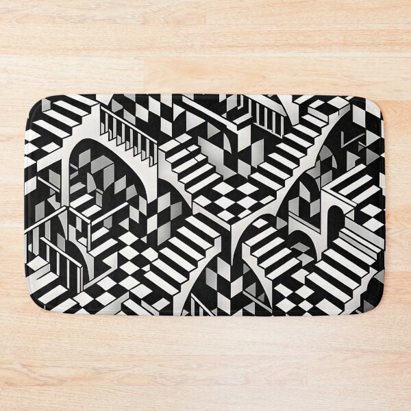 Item preview, Chess Pattern Impossible Architecture | Black & White Optical Illusion Art in Escher Style designed and sold by WAUZ.