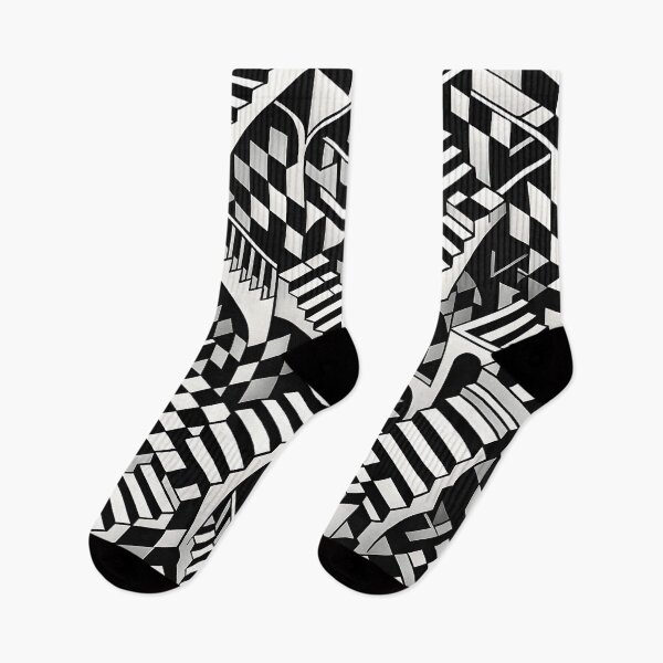 Item preview, Chess Pattern Impossible Architecture | Black & White Optical Illusion Art in Escher Style designed and sold by WAUZ.