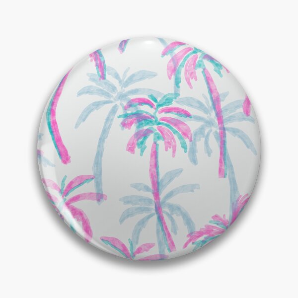 Artikelvorschau, Tropische Palmen im Retro-Palm-Springs-Stil in Pink und Blaugrün auf weißem Hintergrund entworfen und verkauft von aneladesigns.