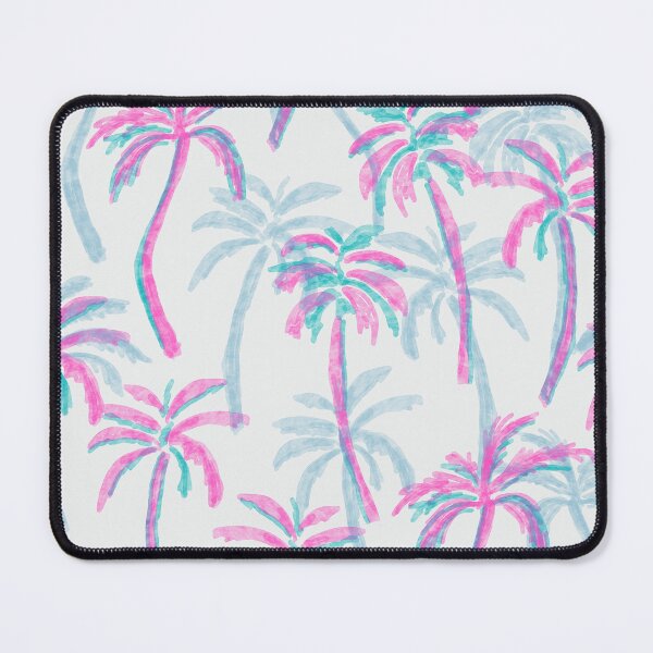 Item preview, Tropical Palms in Retro Palm Springs Style in pink &teal on white textured designed and sold by aneladesigns.