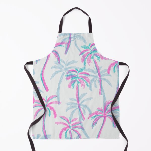 Item preview, Tropical Palms in Retro Palm Springs Style in pink &teal on white textured designed and sold by aneladesigns.
