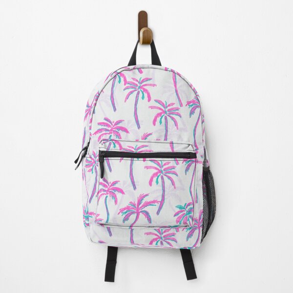 Item preview, Tropical Palms in Retro Palm Springs Style in pink &teal on white textured designed and sold by aneladesigns.