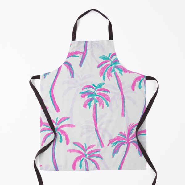 Item preview, Tropical Palms in Retro Palm Springs Style in pink &teal on white textured designed and sold by aneladesigns.