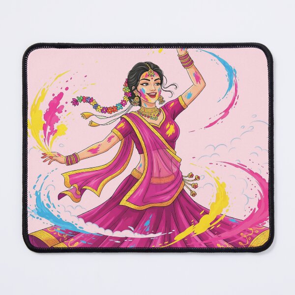 Item preview, Dancing female with saree and colour powder designed and sold by GingaDesigns.