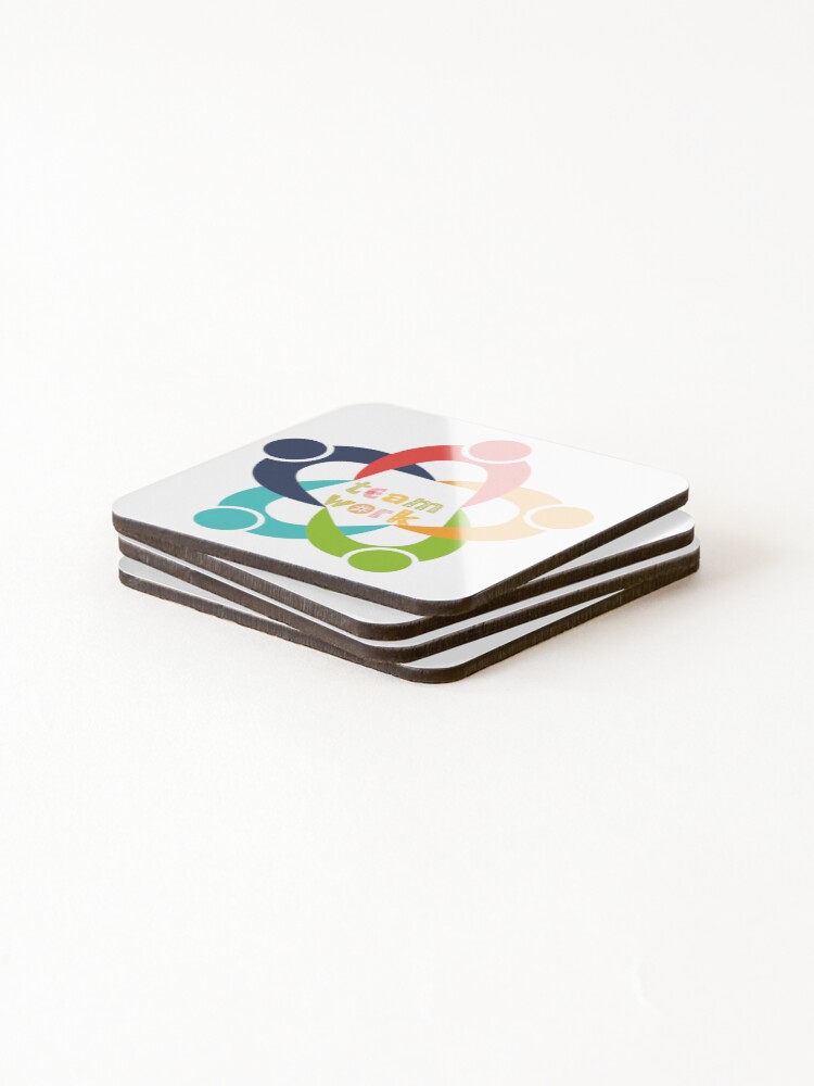 Thumbnail 4 of 5, Coasters (Set of 4), Colorful Teamwork Unity Symbol Design designed and sold by Genius-Merch.