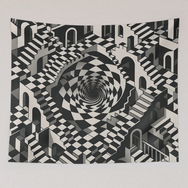 Item preview, Melting Chess Vortex | Impossible Black & White Architecture with Optical Illusions designed and sold by WAUZ.