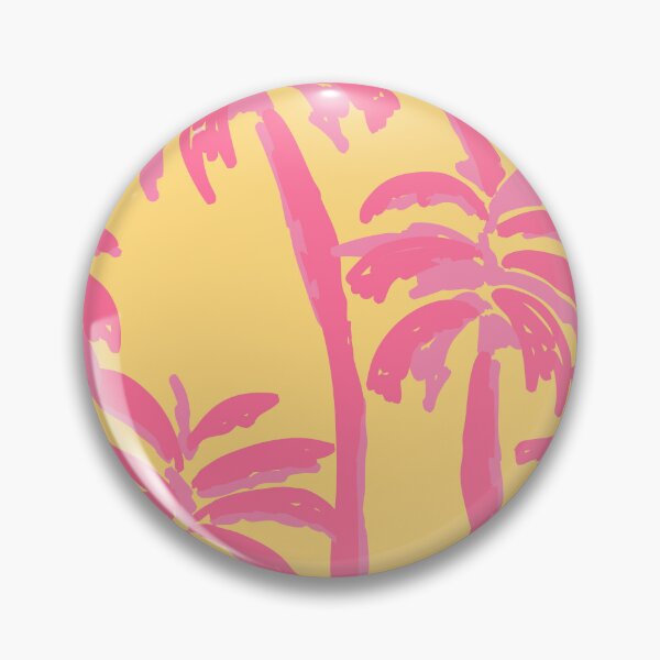 Artikelvorschau, Tropische Palmen im Retro Palm Springs Stil in Pink & Gelb entworfen und verkauft von aneladesigns.