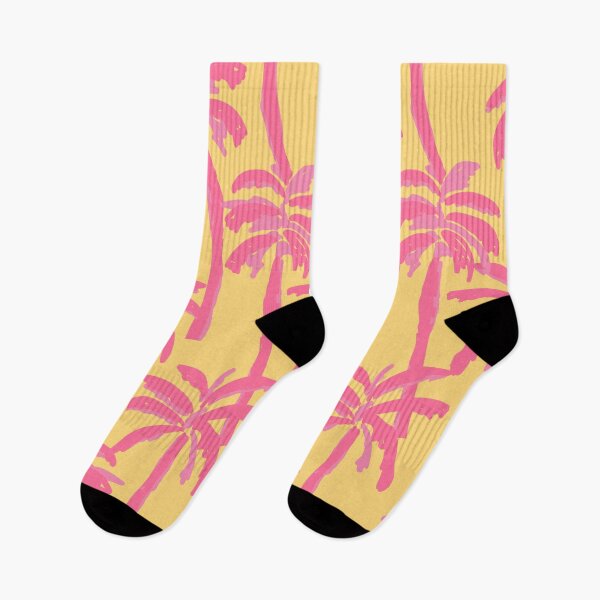 Item preview, Tropical Palms in Retro Palm Springs Style in pink &yellow designed and sold by aneladesigns.