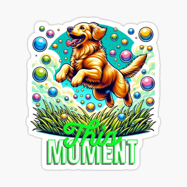 Item preview, This Moment – Peaceful Dog in Bubbles Watercolor Art  designed and sold by MTeesGA.