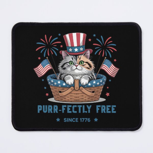 Item preview, Patriotic Basket Kitty – Funny Independence Day Design designed and sold by Fragy72.