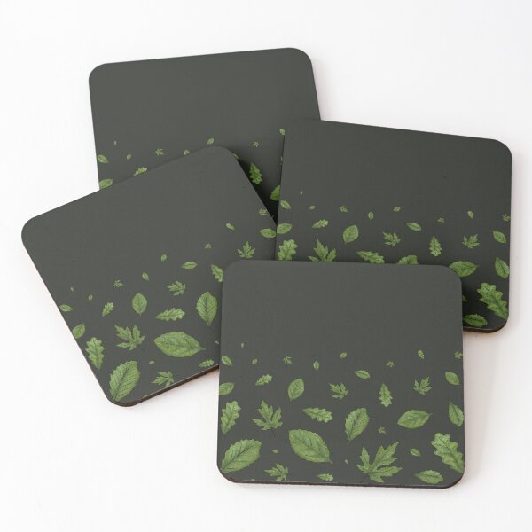Item preview, Pattern of freely falling green leaves on a dark background designed and sold by Cherevan.
