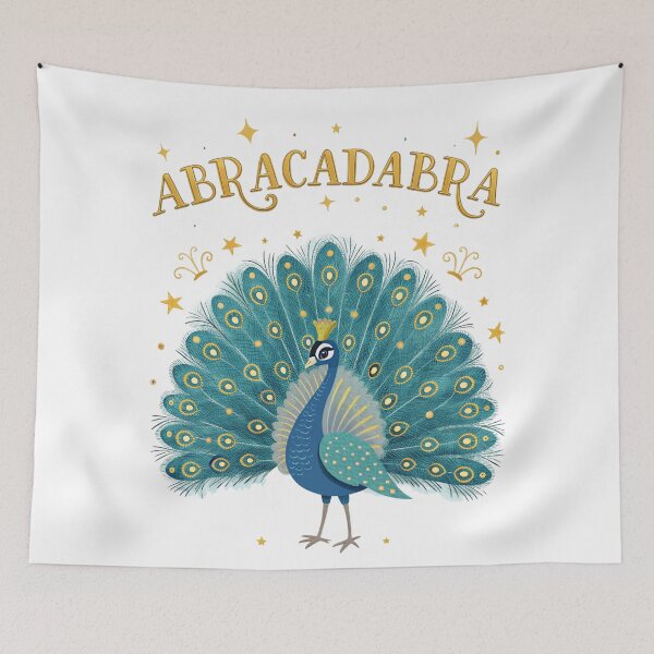 Item preview, Abracadabra Magic Peacock Illustration – Mystical Bird Art with Gold Stars designed and sold by asliberry.