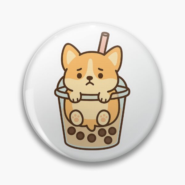 Item preview, Corgi in Bubble Tea Cup Sticker designed and sold by Tripconic.