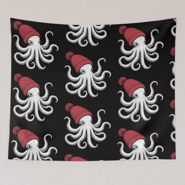 Item preview, Octopus in Red Beanie designed and sold by THIENVT.