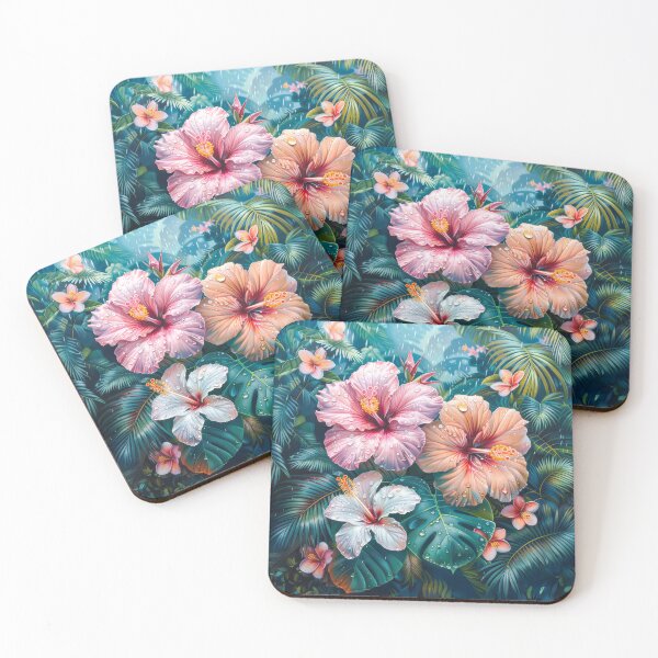 Item preview, Tropical Hibiscus Bloom with Dewdrops, Vibrant Floral Art designed and sold by MargaretWiktor.